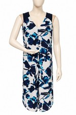 Simply Vera Vera Wang Floral Dress Women’s Size 2 Blue White Sleeveless V-Neck