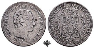 KINGDOM OF SARDINIA 1 lira 1826 Turin SILVER Carlo Felice