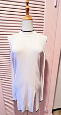 ASOS Women's Sz 6 US Ribbed Sweater Dress Cold Shoulder White Mock Turtle Neck