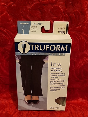 TRUFORM Lites Knee Hi Stockings 15-20mmHg Nude Large New In Box