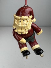 Vintage Baked Clay Santa Ornament 3" Tall Read