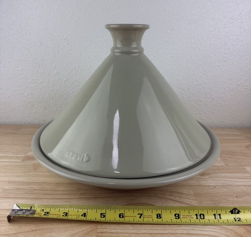 Staub Ceramic Tagine Tajine Grey with Lid & Bowl Cooking Pot Moroccan Vintage