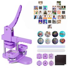 Button Maker Machine, Square  Round Button Press Kit- 50pcs Square Magnet Bu...