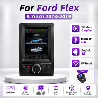 For Ford Flex 2013 - 2019 9.7'' Android 14 Radio Stereo FM Apple Carplay GPS Navi