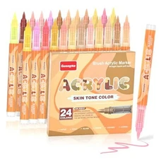 Skin Tones Art Markers,24 Color Soft Brush Tip Acrylic Paint Skin Tone color