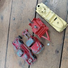 Vintage Metal Hubley Lot Kiddie Red Fire Truck  Trailer Pumper 458 USA