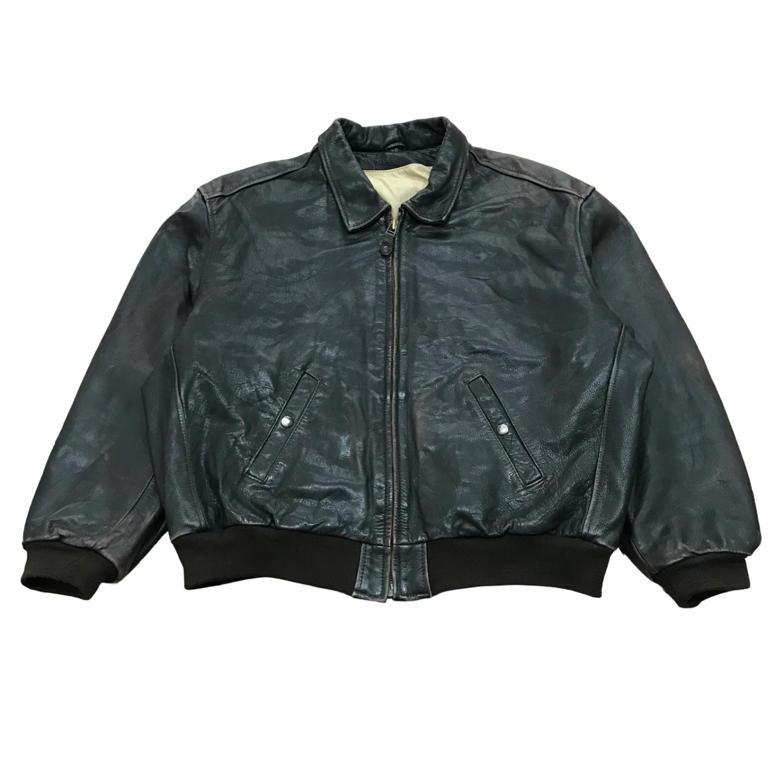 Leather Bomber Jacket Men’s Size 60/62 Dark Brown