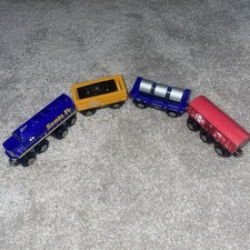 Lionel Maxim Wooden Train Set Toy 2006 Santa Fe Engine Hopper Flatcar Boxcar