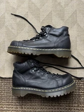 Dr. Martens 8699 Shoes Men's 12 Black Leather Round Toe Lace Up Bex Sole Boots