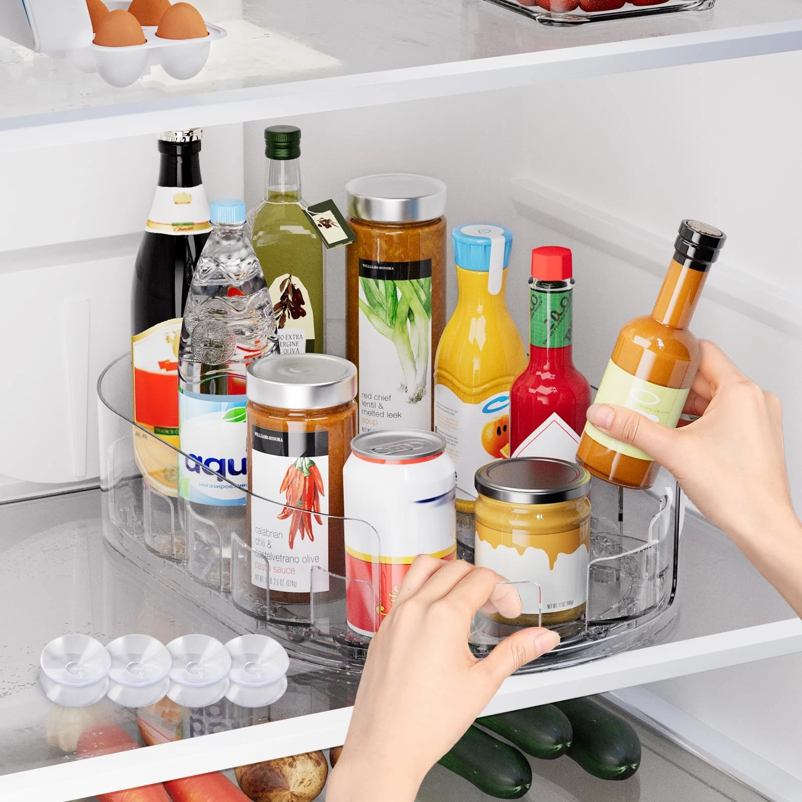 Lazy Susan Turntable Organiser for Fridge, 360°Rotating Spice Racks for Kitch...