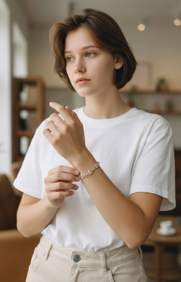 Pequeña pulsera MIA Fiore Italia Dyadema plata esterlina marinero eslabón hinchado nueva Foto 2 de 4
