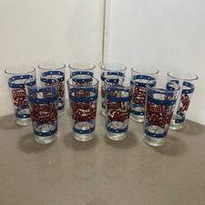10 Vintage Pepsi Cola Glasses Tiffany Style Stained Glass Advertising 16 Oz