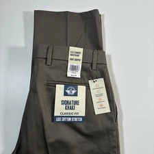 NEW DOCKERS Chino Pants 34x32 Gray Signature Khaki Straight Spandex Stretch
