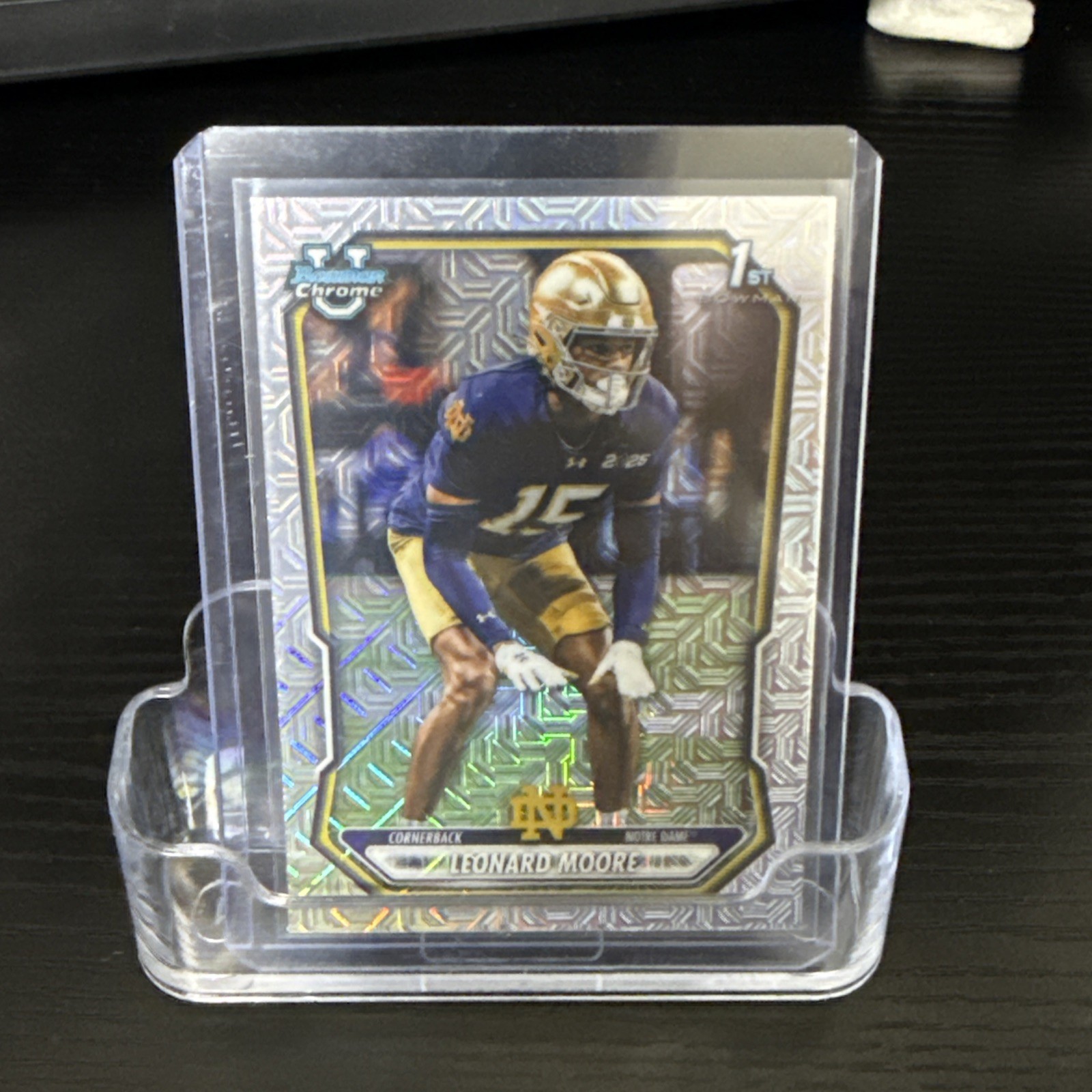 Bowman Chrome 2026 1st Bowman Leonard Moore Mojo Refractor Notre Dame Football