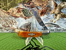 Rough Ryder Lockback Razor Folding Pocket Knife Tobacco Amber Smooth Bone RR2003