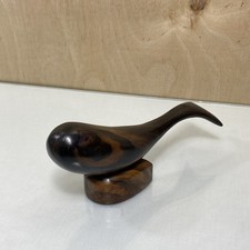 Vintage ART DECO Wooden Whale Figurine Hand Carved Iron Wood Ocean Nautical Rare