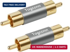 RCA Adapter 2 Pack,RCA Male to Male Pure Copper Pins Coupler Extension, Gold Pla