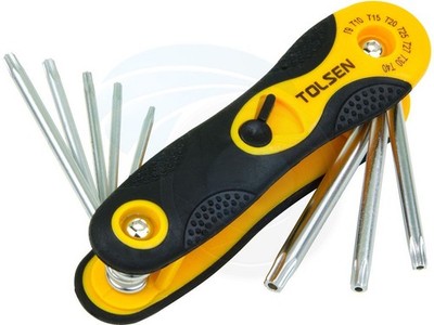 8pcs Folding Torx Star Hex Key Set T9 T10 T15 T20 T25 T27 T30 And T40