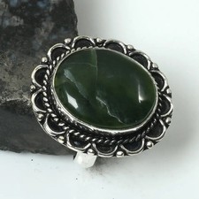 Nephrite Jade Gemstone Handmade Ring Jewelry For Unisex US Size-6.75 AR 15877