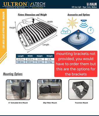 Ultron U-HALM LED Area Light Hyper Series Medium 120W 5000K MPN U-HALM-120W-50-D