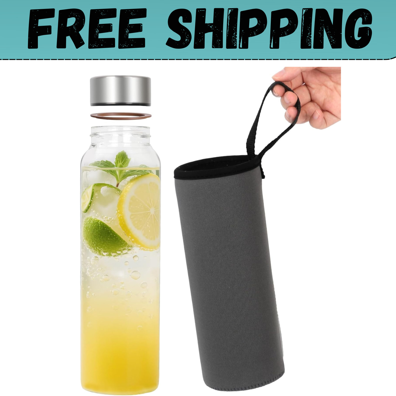 With Sleeve, 1l Leak Proof Reusable Bottle