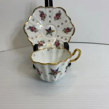 HERITAGE BONE CHINA MASONIC TEACUP & SAUCER, ORDER OF THE EASTERN STAR  Floral