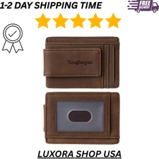 Money Clip RFID Front Pocket Wallet Men Leather Slim Minimalist Wallet