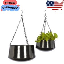 Hanging Dome Planters β Black Metal Pair