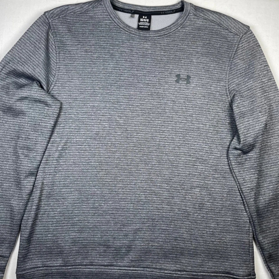 Camisa atlética Under Armour Golf Storm gris a rayas manga larga grande Foto 3 de 4