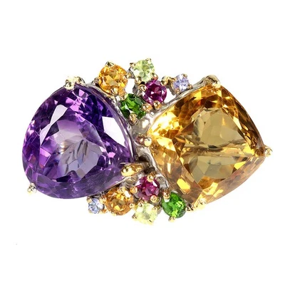 925 Silberring Amethyst 40.5 ct Handgefertigt Schmuck Ringgröße 8 Selten - Bild 1 von 4