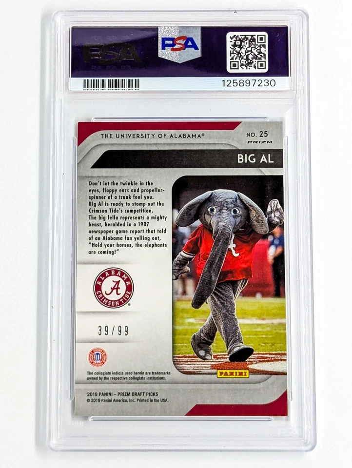 2019 Panini Prizm Draft Picks Red White & Blue Prizm Big Al /99 PSA 9 Alabama - Image 2 of 2
