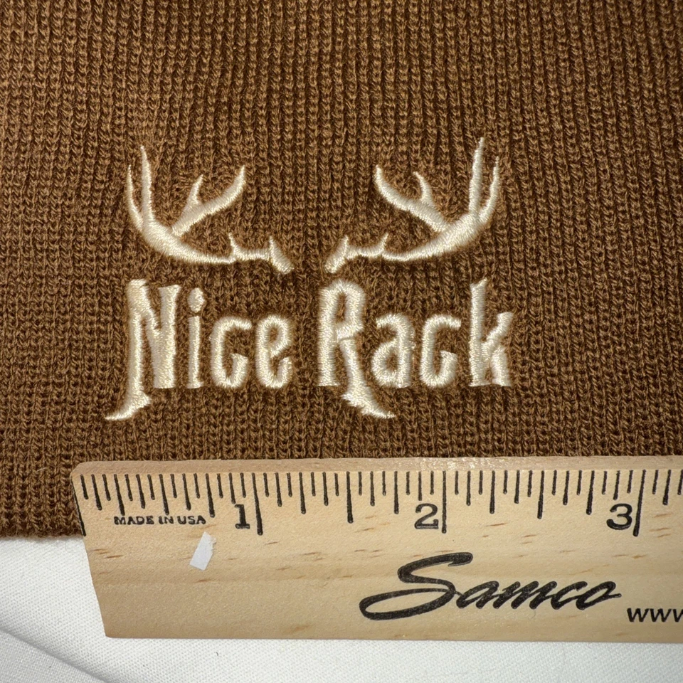 Team Realtree Knit Beanie Cap Brown "Nice Rack" Antlers New with Tags OLP - Image 2 of 4