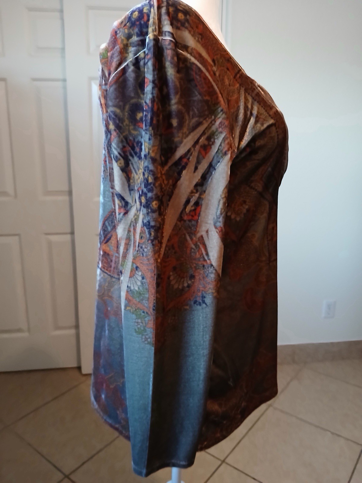 Nextop Boho Patchwork Top XL Square Neck Button F… - image 4