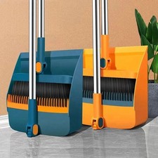 Long Handled Dustpan & Brush Set Strong Metal Handle Dust Pan & Broom Sweeper