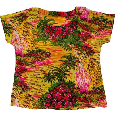 SALE Vintage 1970's Handmade HAWAIIAN LADIES SHIRT Neon Fluorescent Psychedelic