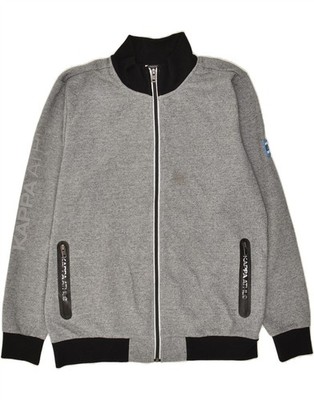 KAPPA Mens Graphic Tracksuit Top Jacket Large Grey Colourblock Polyester YT01