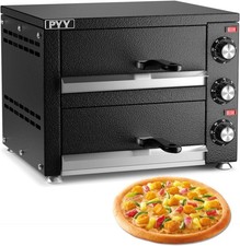 PYY Countertop Pizza Oven 2 Shelves 12" Black Electric Commercial Stainless