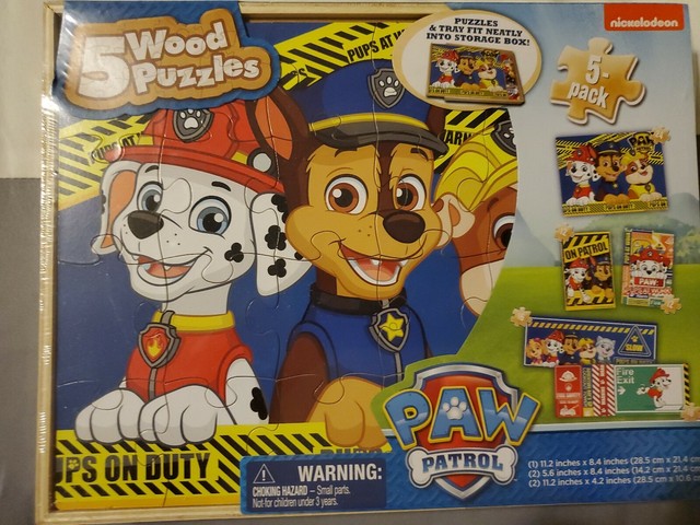 paw patrol 5 wooden puzzles box set