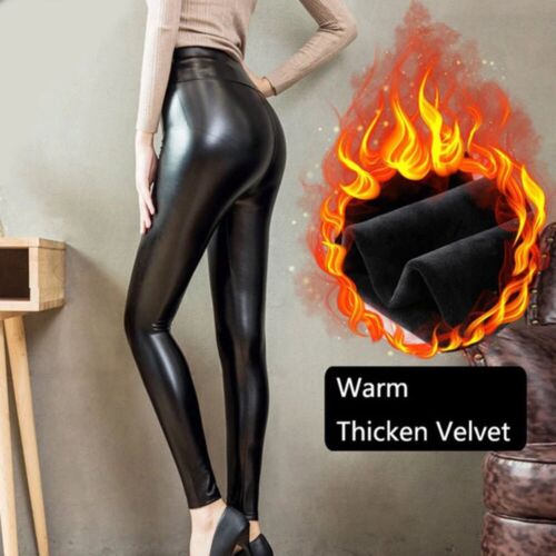 Tight leather look S-5XL and Plus Size Winter PU Leather Leggings Women Thickene