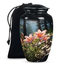 Lily Flower Cremation Large Urns For Human Ashes Man Urn For Adult Woman
