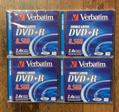 4x Verbatim DVD+R 8,5 GB Dual Layer Jewelcase Rohlinge - Neu & Verschweißt