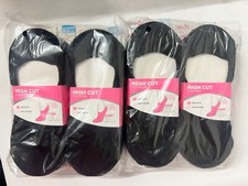 24 PAIRS Peds Ladies High Cut CUSHION No Show Socks BLACK Size 8-12 Extended