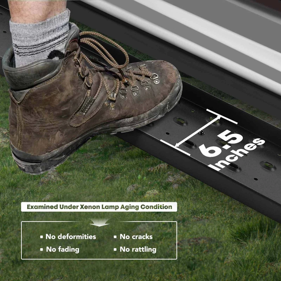 Barras laterales de acero negro texturizado de 6,5" para Chevy Silverado 1500 GMC Sierra 3500 HD Foto 3 de 4