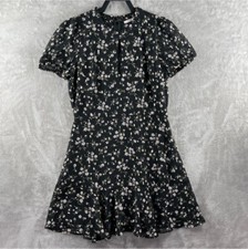 Mi Ami Black Floral Puff Sleeve Mini Dress Womens Large