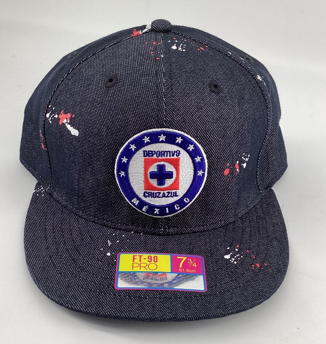 NWT Cruz Azul Fan Ink Hat Football Soccer Navy Paint Splatter Fitted Size  3/4