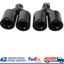 For BMW 63MM In 101MM Out Dual Exhaust Twin End Tips Tail Pipe Carbon Fiber US