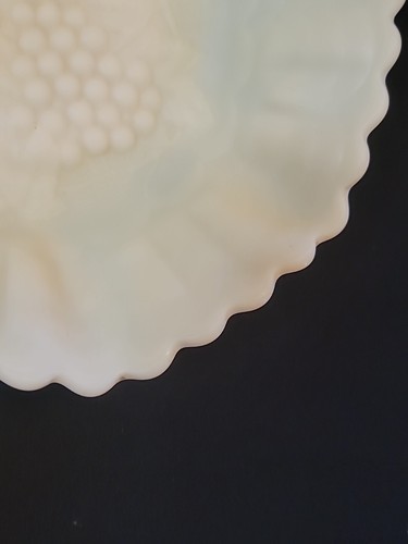Imperial Custard Milk Glass Ruffled Crimped Scalloped Edge Grape Leaf Bowl 10.5" - Picture 14 of 24