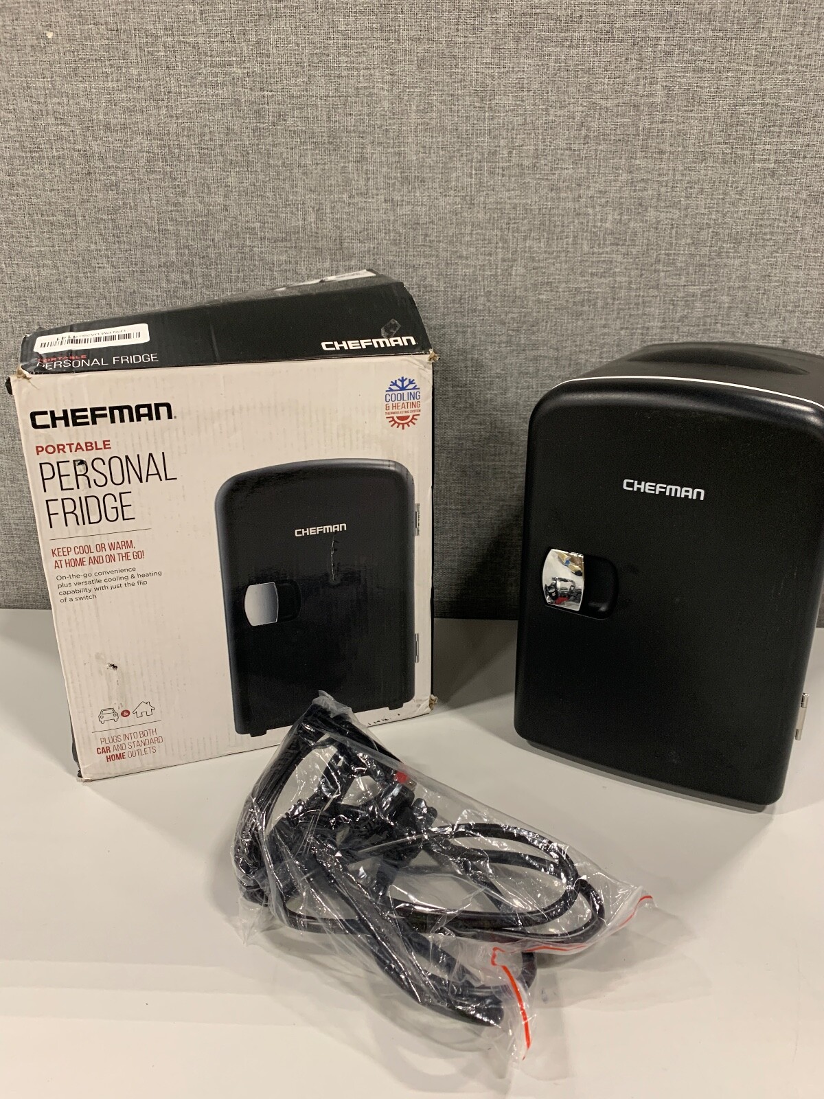 Chefman 4L Electric Mini Fridge With Warming Function, Black Personal Portable 