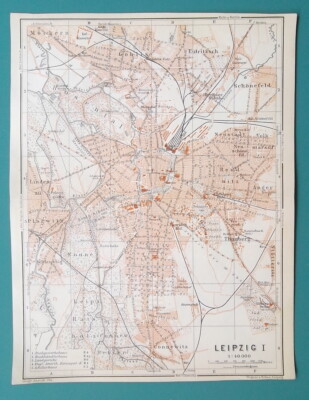GERMANY Leipzig City Town Plan - 1912 MAP 6 x 8