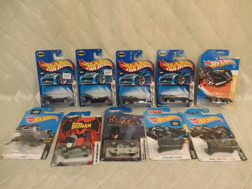Hot Wheels Batmobile '11 Arkham Asylum Dark Knight Diecast Cars MOC Lot of 10